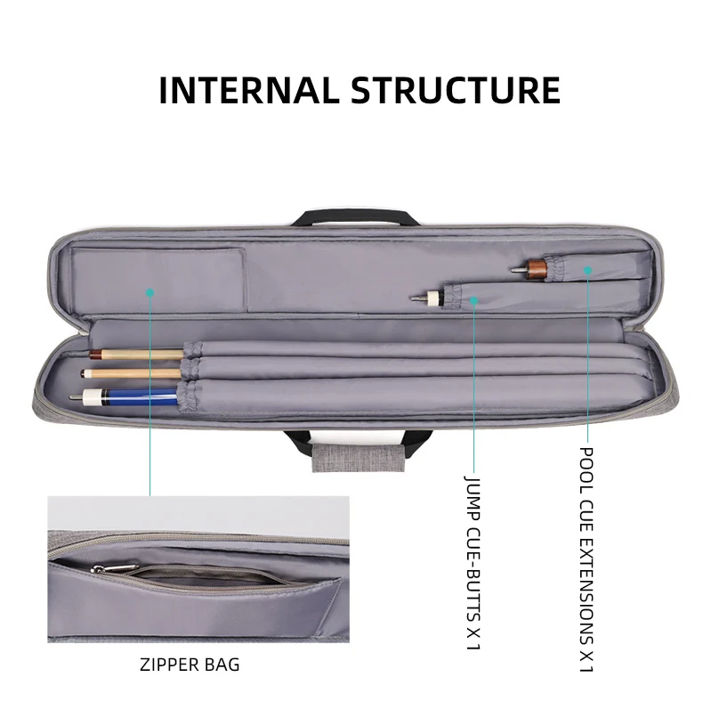 Factory wholesale can customize logo, Portable pool cue bag on hand and back,Professional soft pool cue case