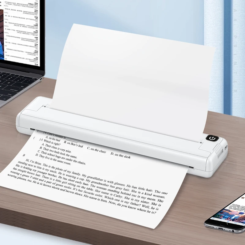 A4 Thermal Portable Printer Supports US Letter Wireless Inkless Mobile Travel Printer