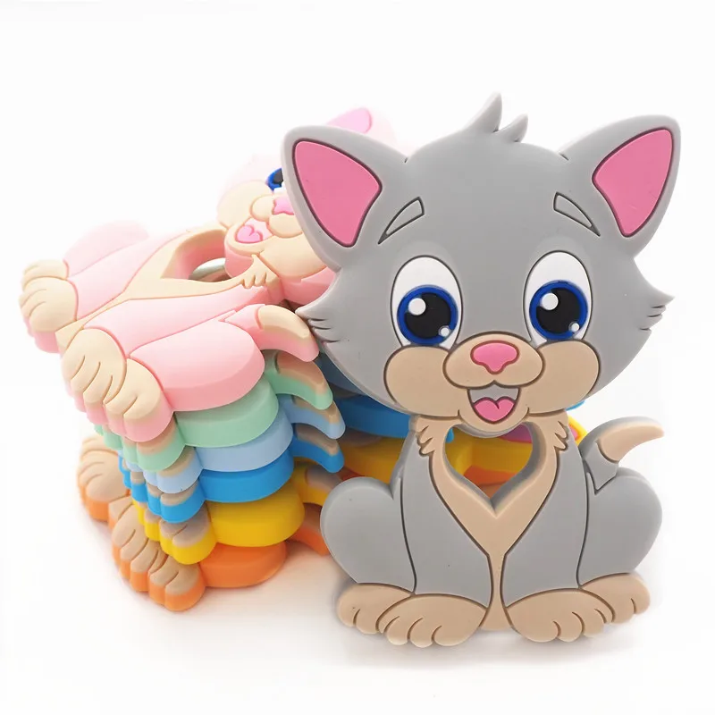 Baby Food Grade Bpa Free Custom Pendant Animals Cat Silicone Teether