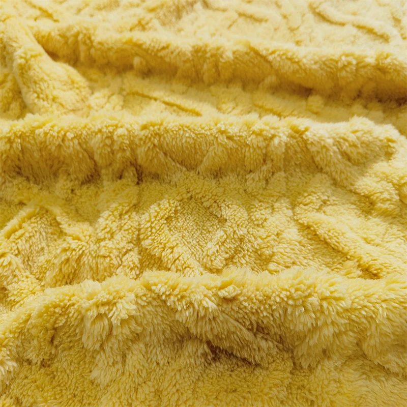 Wholesale 100% Polyester Jacquard Sherpa Brush Cotton Knit Fabric for Blanket Home Cloths Bathrobe Fabric