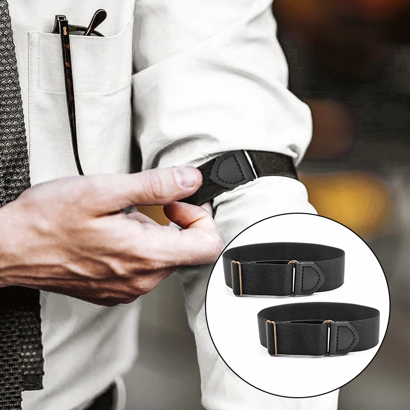 2.5CM Width Mens Shirt Adjustable Armband Suspender Sleeve Garter Cuff Holder Elastic Metal Arm Band Hold Up  For Men