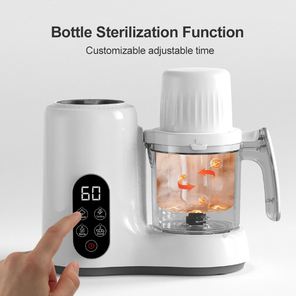 Baby Food Processor, 6 in 1 Puree Steamer and Blender 600mL Warmer Mills Machine, Self Cleans, Auto Cooking