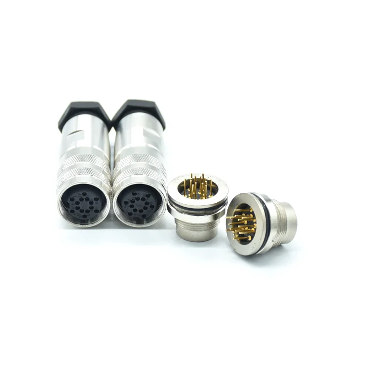 Receptacle Welding Cable 14 Pin Connector Plug and Socket Waterproof Female DIN AWG26 Factory Supplier OEM M16 IP67 1 Set 60V 5A