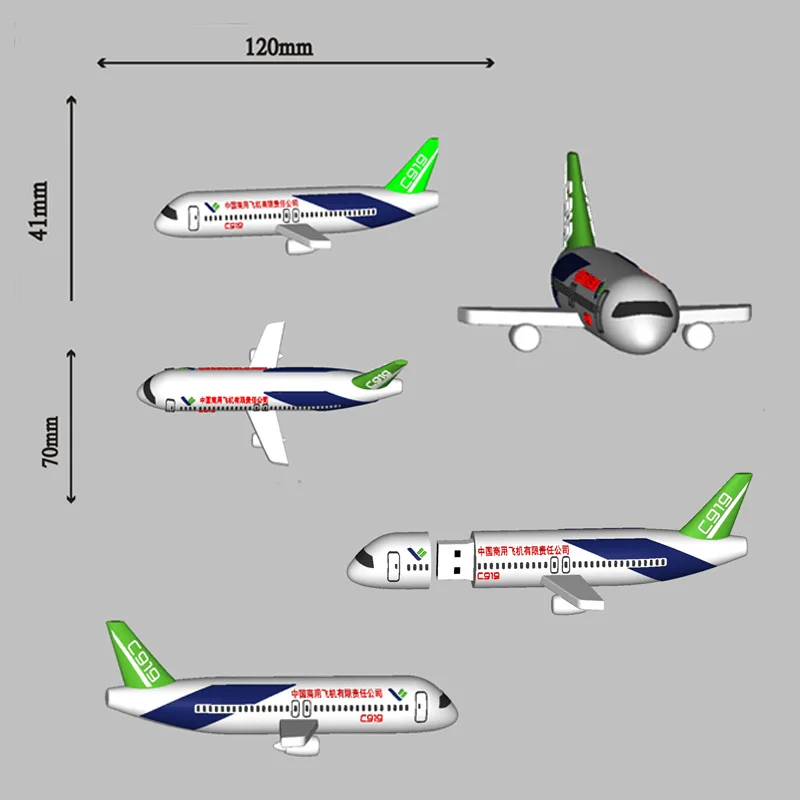custom PVC USB OEM silicone rubber plane memory stick pen thumb drives  for promotions gifts giveaways