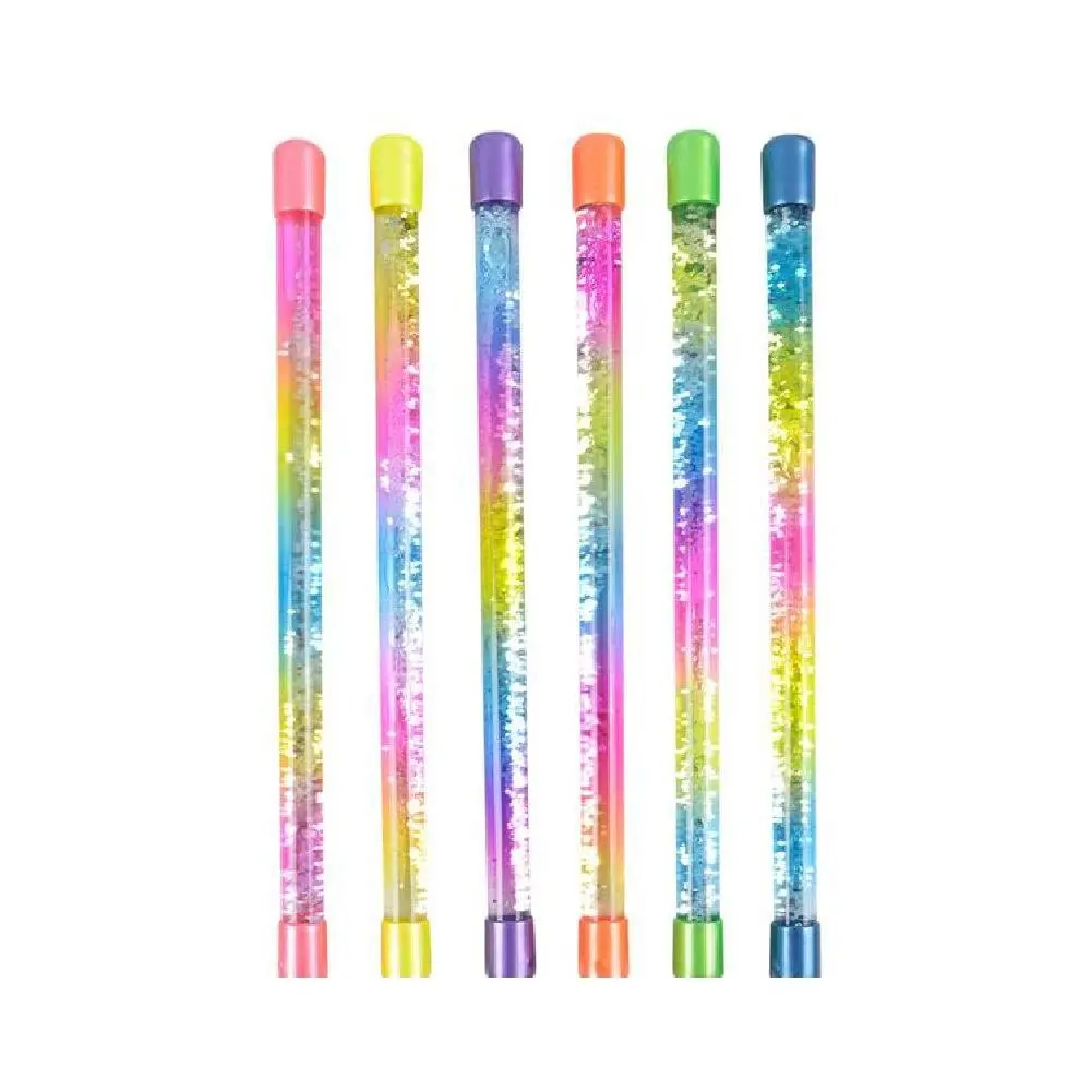 Cheer Leader Plastic Glitter Rainbow Water Twirling Baton Wand Toy