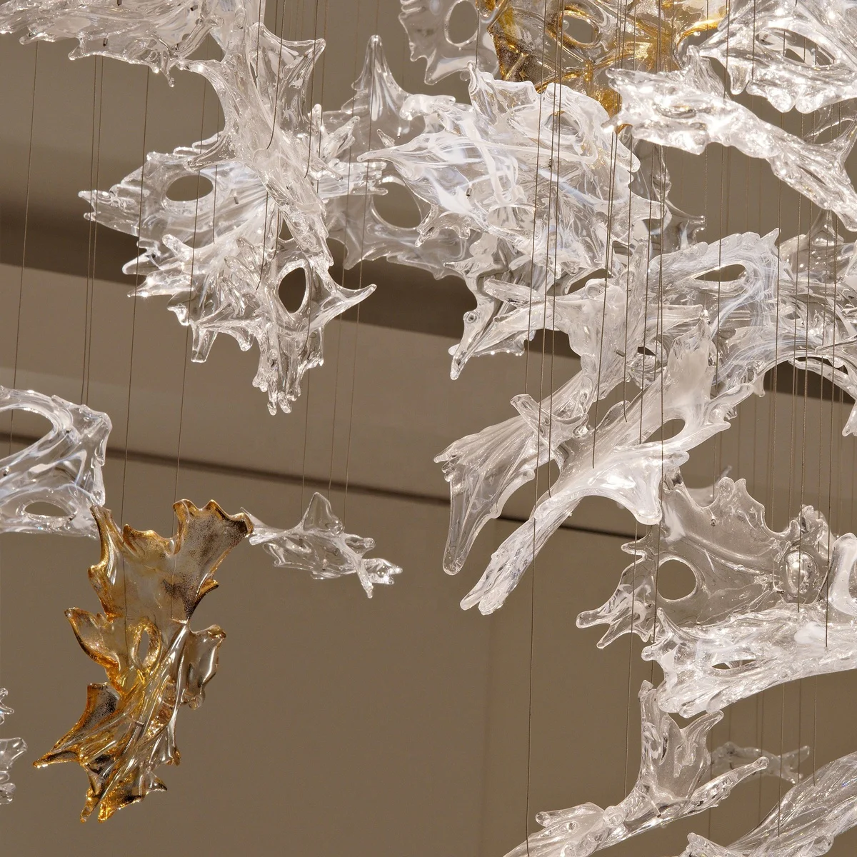 Modern design customized decoration project big hotel lobby glass chandelier