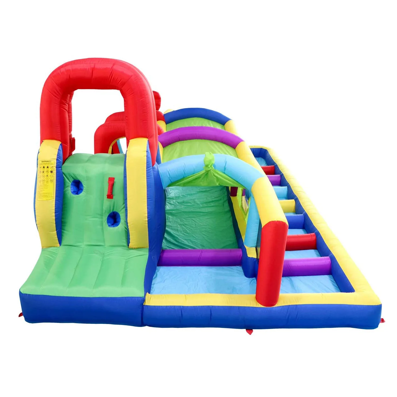 Inflatable Slide Bounce House and Wave Pool, Basketball Rim, Long Tunnel With Blower