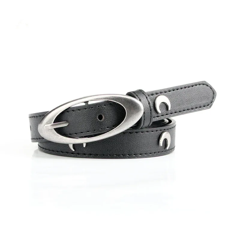 New crescent antique silver buckle belt punk style fashion personality stars belt decorated jeans for women