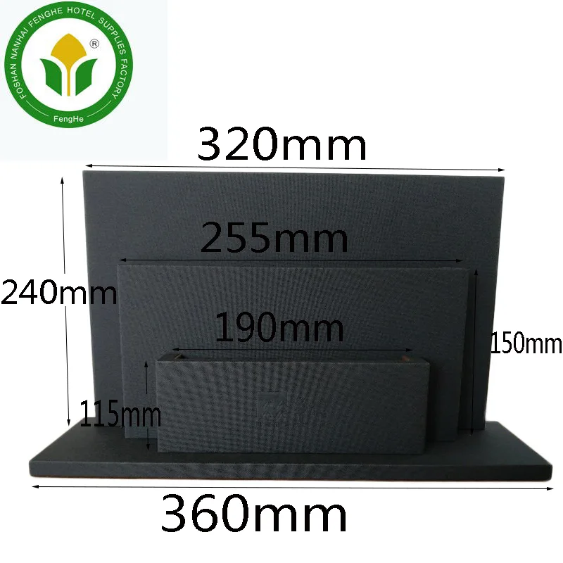 Hotel supplies big black PVC leather catalog brochure holder display stand