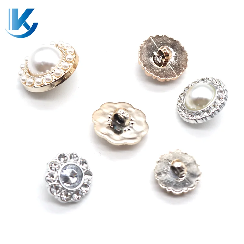 KY Factory Wholesale High Quality Decorative Flowers Sewing Button Gold Pearl Shank Buttons For garment buttons