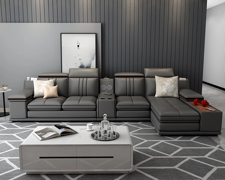 
Eletric intelligent comfortable 3 seater sofa recliner leather corner sofa with storage 