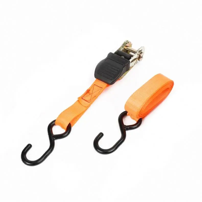 Wholesale 1 inch Polyester Motorcycle cargo strap Ratchet Tie Down With S Hook