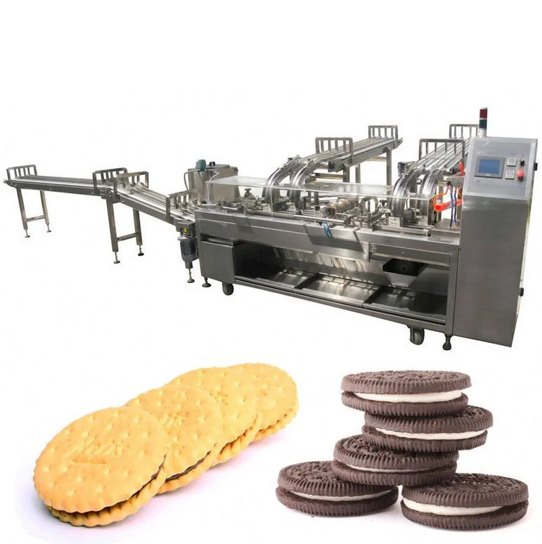 PLC control sandwich cookie production line oreo biscuit machinery