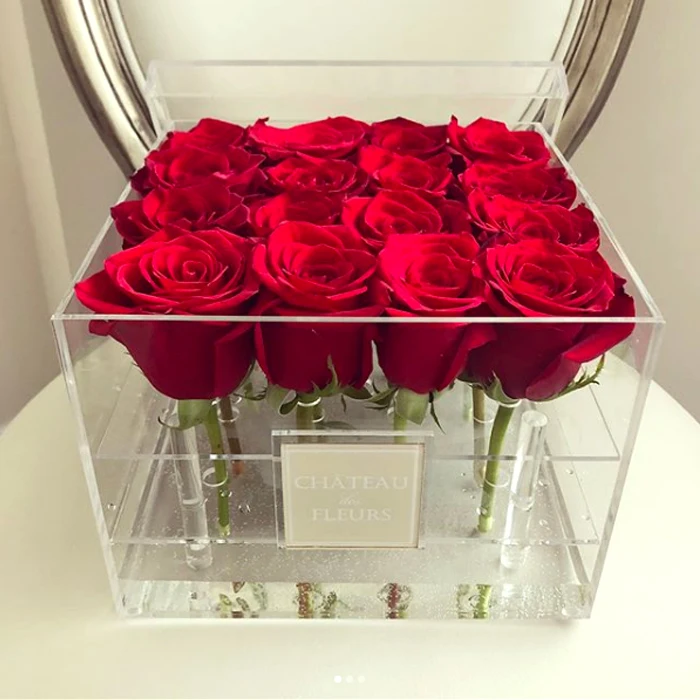 Acrylic flower box rose preserved flower box transparent paper box for flower packaging