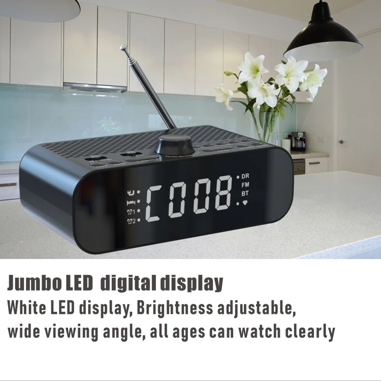 DAB-A5 LED Display Bedside DAB/FM Double Alarm Clock Independent Buttons Clock Radio with Wireless Speaker