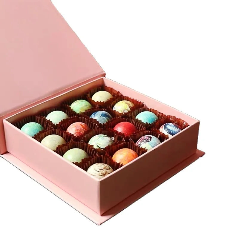 Custom printed logo luxury wedding invitation gift packaging chocolate candy book magnetic box with foil