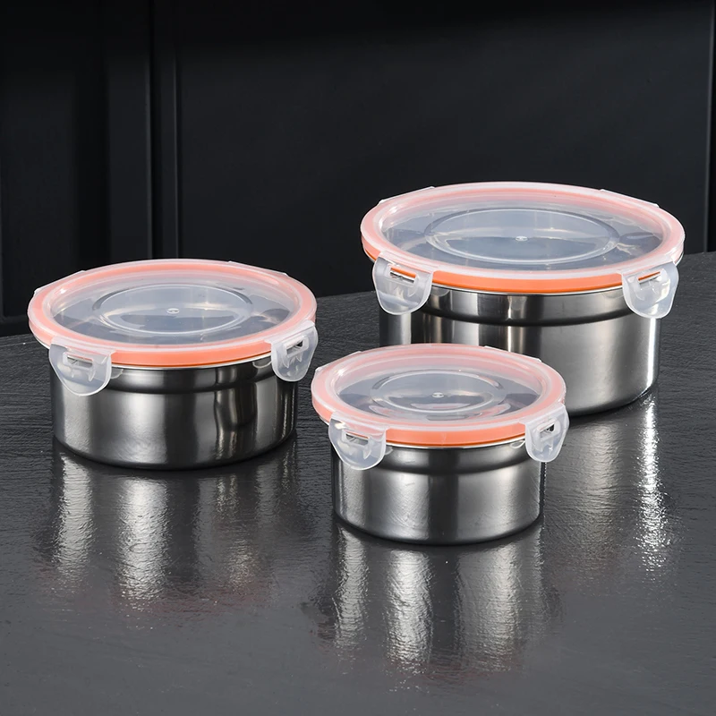 Home refrigerator storage cord organizer container set for kitchen appliances 1 liter stainless steel take out food container