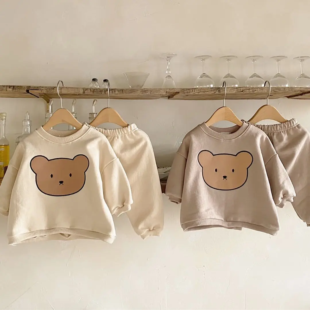 Causal Wear For Baby Clothing Sets Kids Boys Girls Bear Prints Wear Clothes Hoodies+Pants Set