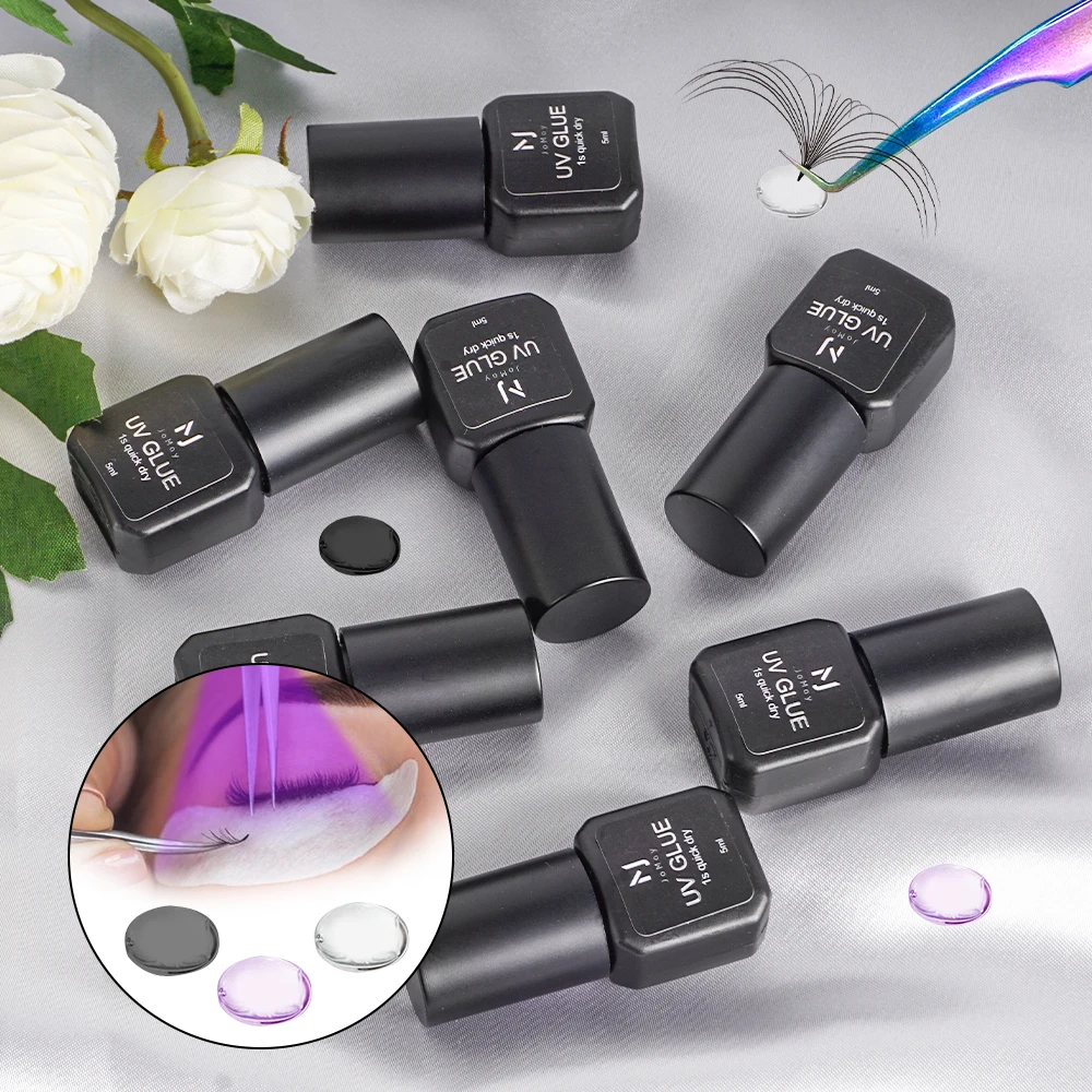 Private Label 7-9 Weeks Lasting Fast Dry UV Lash Glue Adhesive Eyelash Extension Glue Transparent Black UV Eyelash Glue