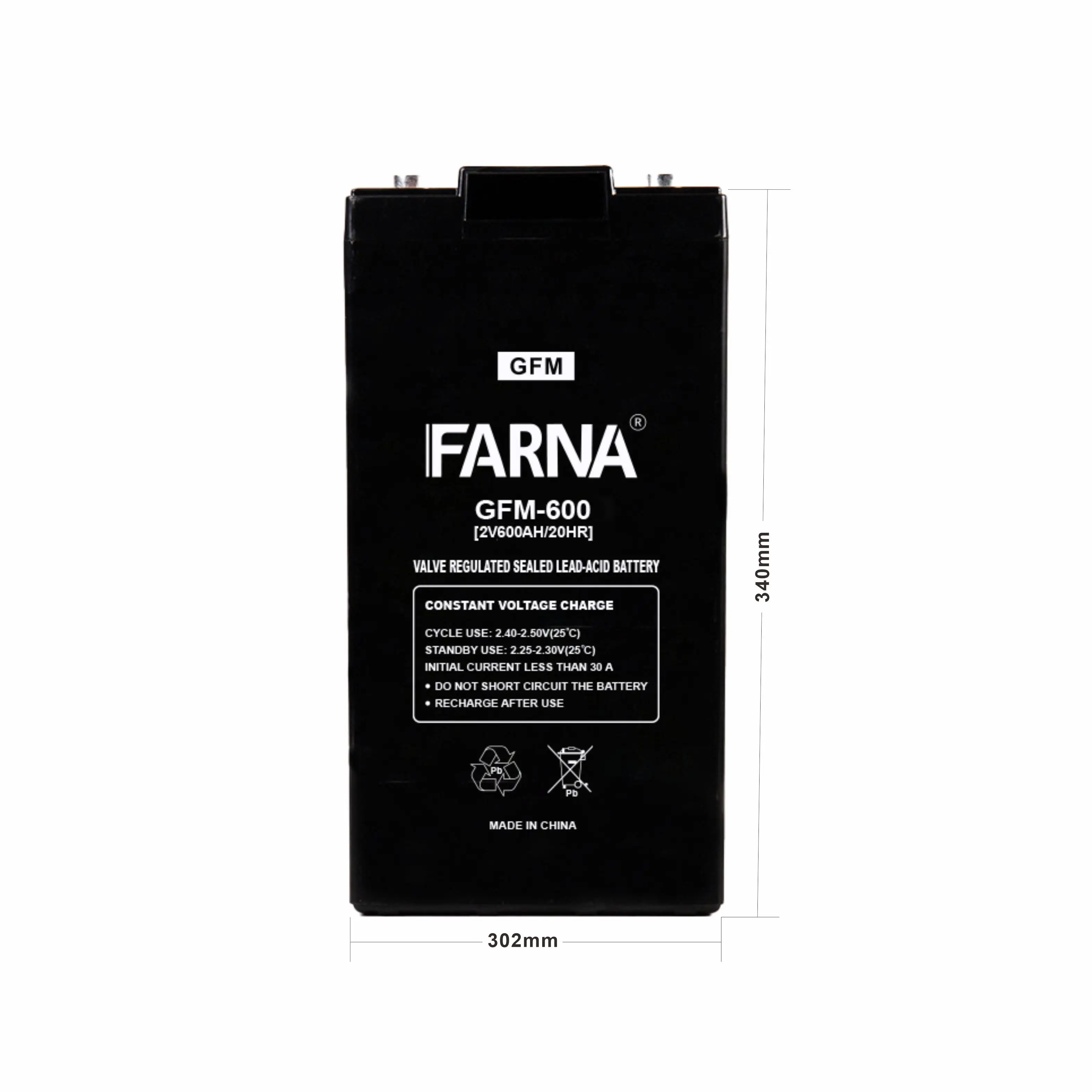 GFM-600 2V 600 amps AGM Battery Free Maintenance 600ah Lead Acid Gel for Lighting UPS Toys Valve Regulated Sealed Type