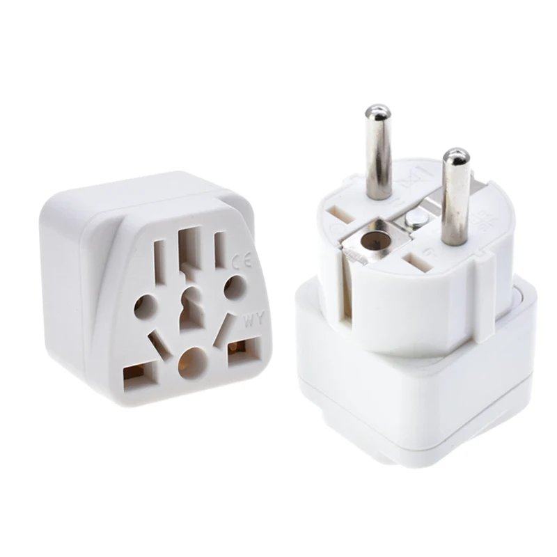 universal to Germany EU plug adapter 16A type-F schuko round 2 pins US AU UK to European travel plug, ABS+brass