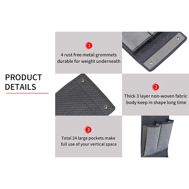 Durable Hanging Shoe Holder 24 Pocket Metal Hooks closet organizers and storage 2 pack