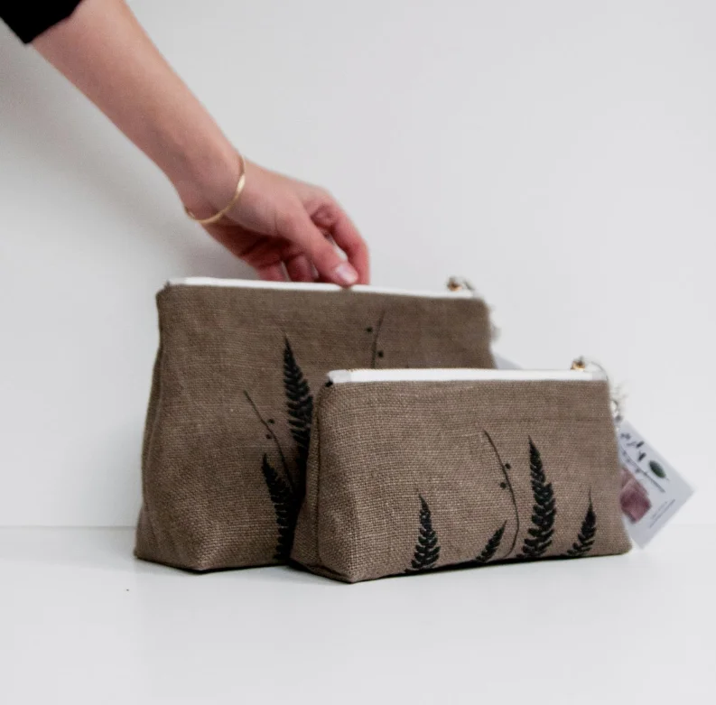 Private Prints Eco-friendly Linen Cotton Makeup Bag Customized Cosmetic Skincare Storage Bags