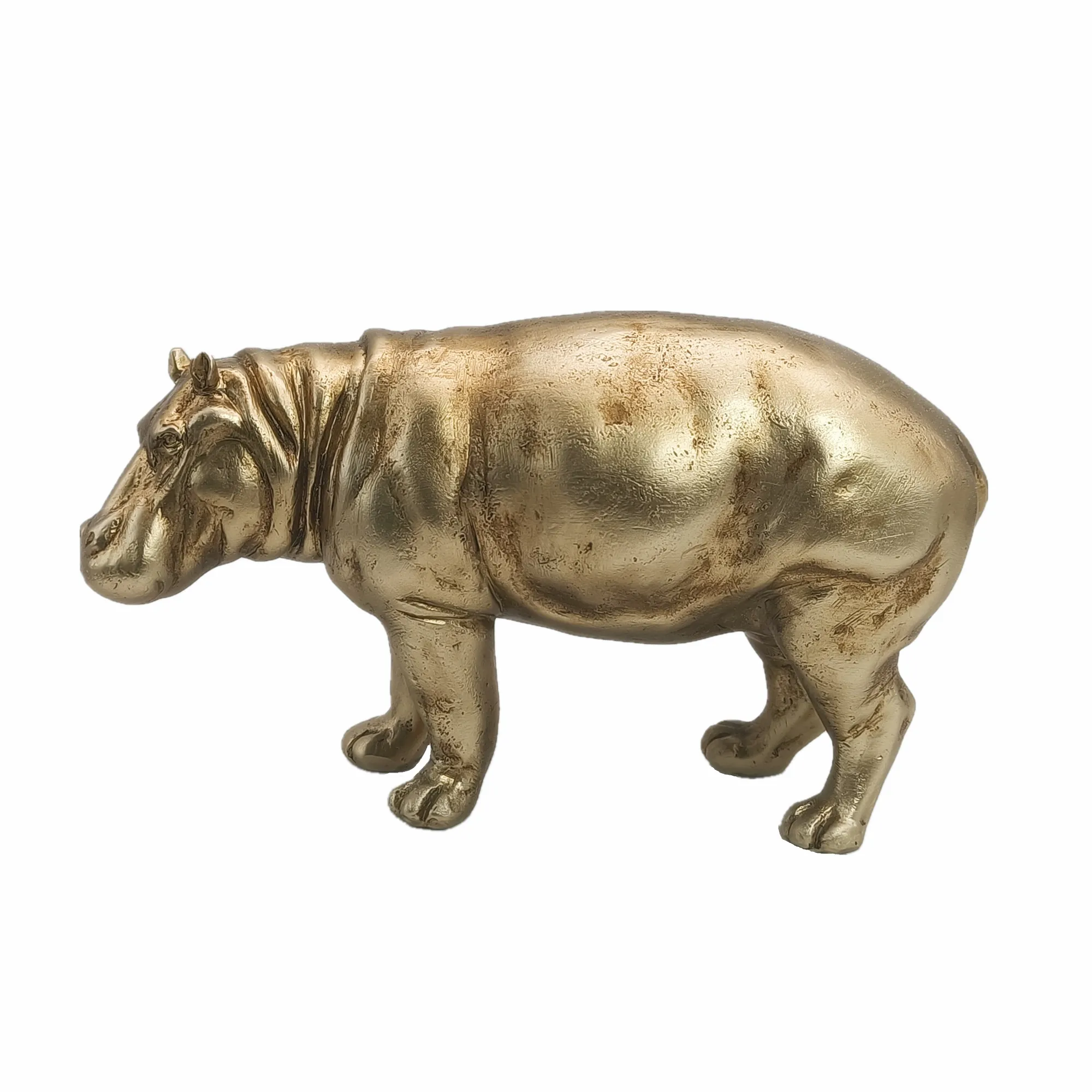 Home Decoration Wholesale Resin Animal  Gold Lying Lion Sculpture Rock Polyresin Lion Statue