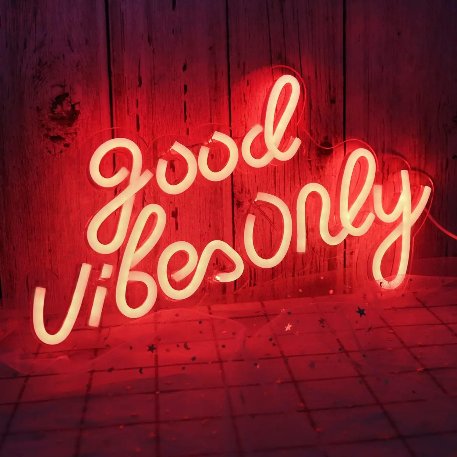 Weicao Good Vibes Only Neon Sign Logo Dimmable 5V USB Acrylic GoodVibes Lights Led Signs for Bedroom Living Room Beer Bar