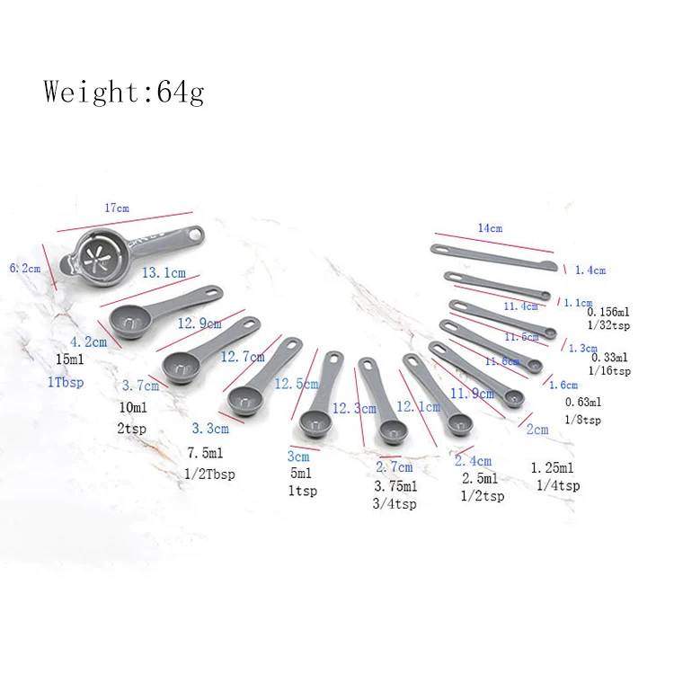 Kitchen Baking Plastic Measuring Spoon and measuring Cups Set for Dry or Liquid