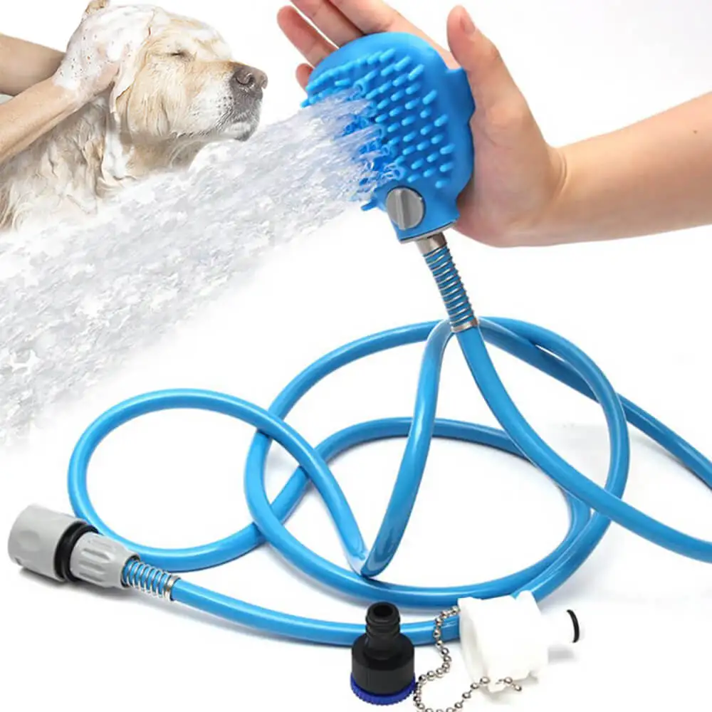 3 in 1 Pet bath Hand held bath brush spray massage soft silicone Cat and dog bath tool pet cleaning brush