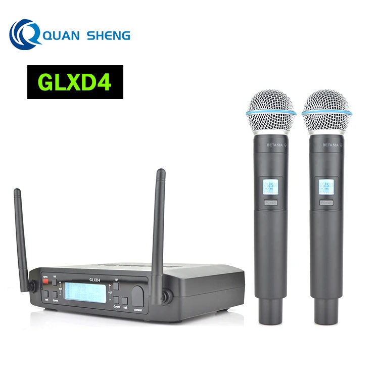 GLXD4 Wireless Microphone BETA58A Dual Handheld Microphone UHF PLL True Diversity Cordless Microphone System