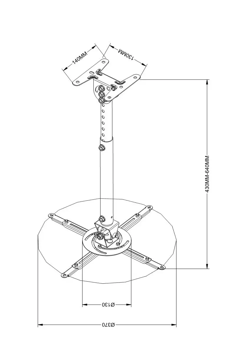 FocusMount PMC-4364 white Universal adjustable projector ceiling wall bracket Projector stand mount