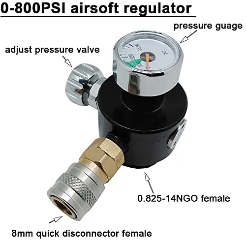 ULTRAFORCE 0-800PSI Regulator with 8mm Quick Disconnect Input Refill co2 /HPA Gas for Air soft