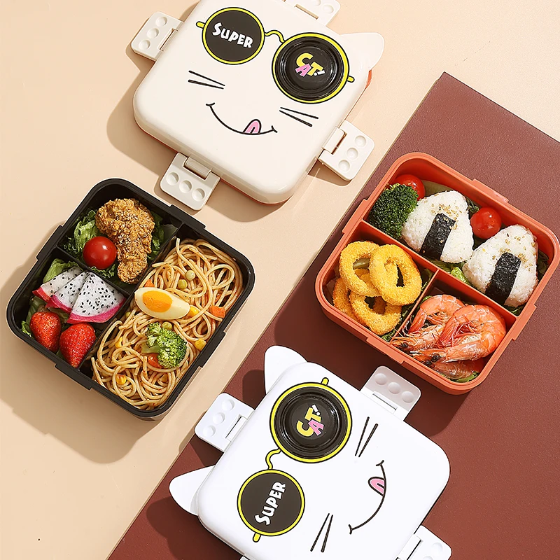 Bento Lunch Box Square Food Container Design Plastic Children Cartoon Food Packing Shantou Hot Selling Plastic Boxes for Lunch