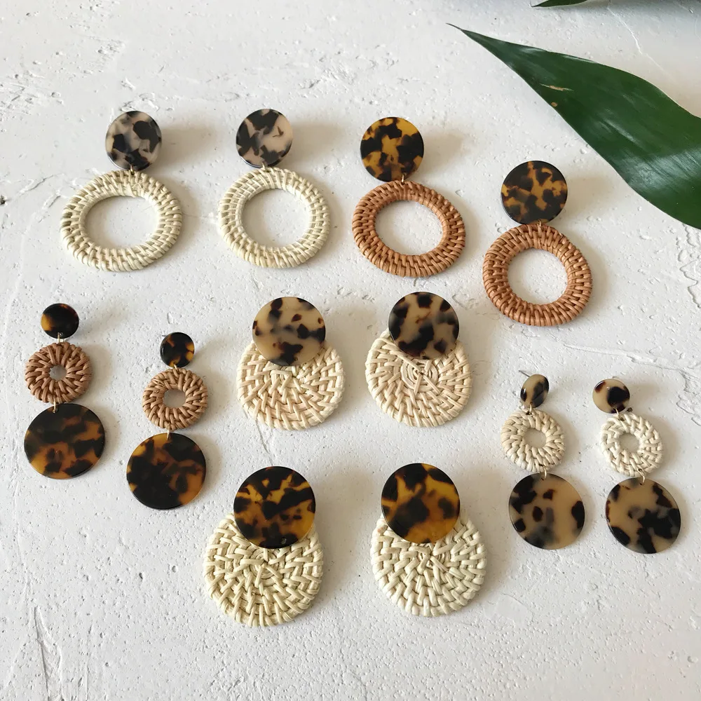 Easy Song Cheap Wholesale  Leopard Pattern Handmade Dangle Earrings Bohemian Vocation Style Holiday Ornaments