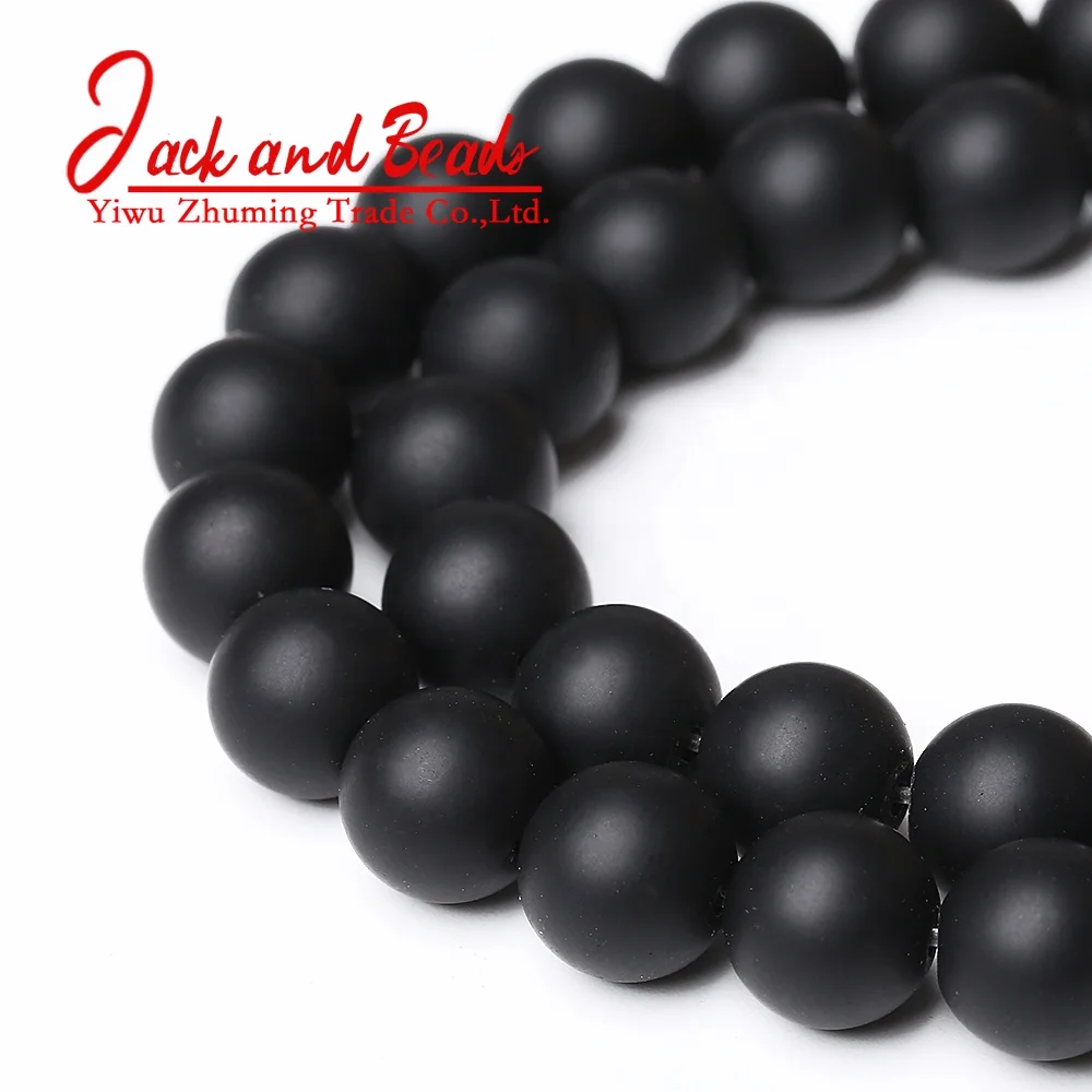 
Natural Stone Dull Polished Black Glass Round Loose Beads 15 Inches For Jewelry Making 