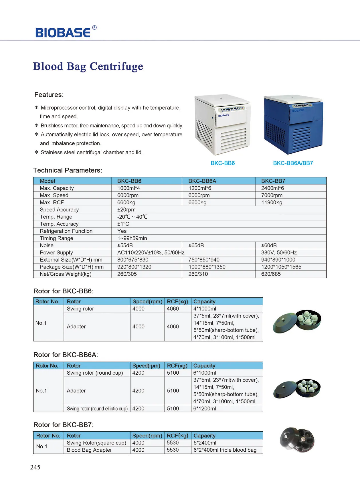 BIOBASE Refrigerated Centrifuge Laboratory, Blood Bag Centrifuge, BKC-BB6