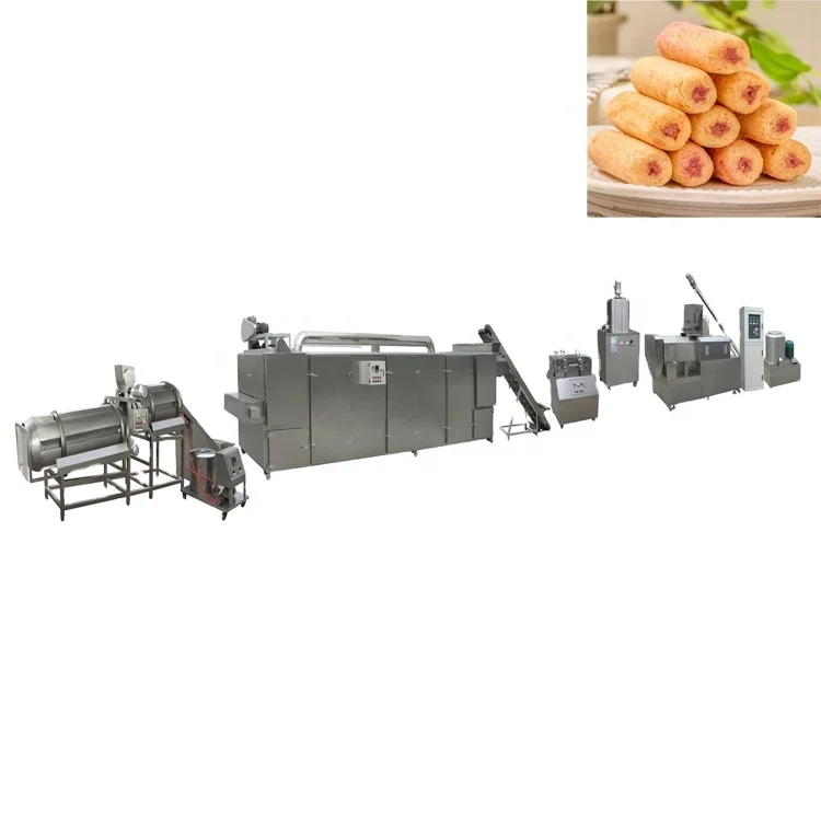 Pillow shaped core filling snacks making machine puffed sandwich jam center snack food production line