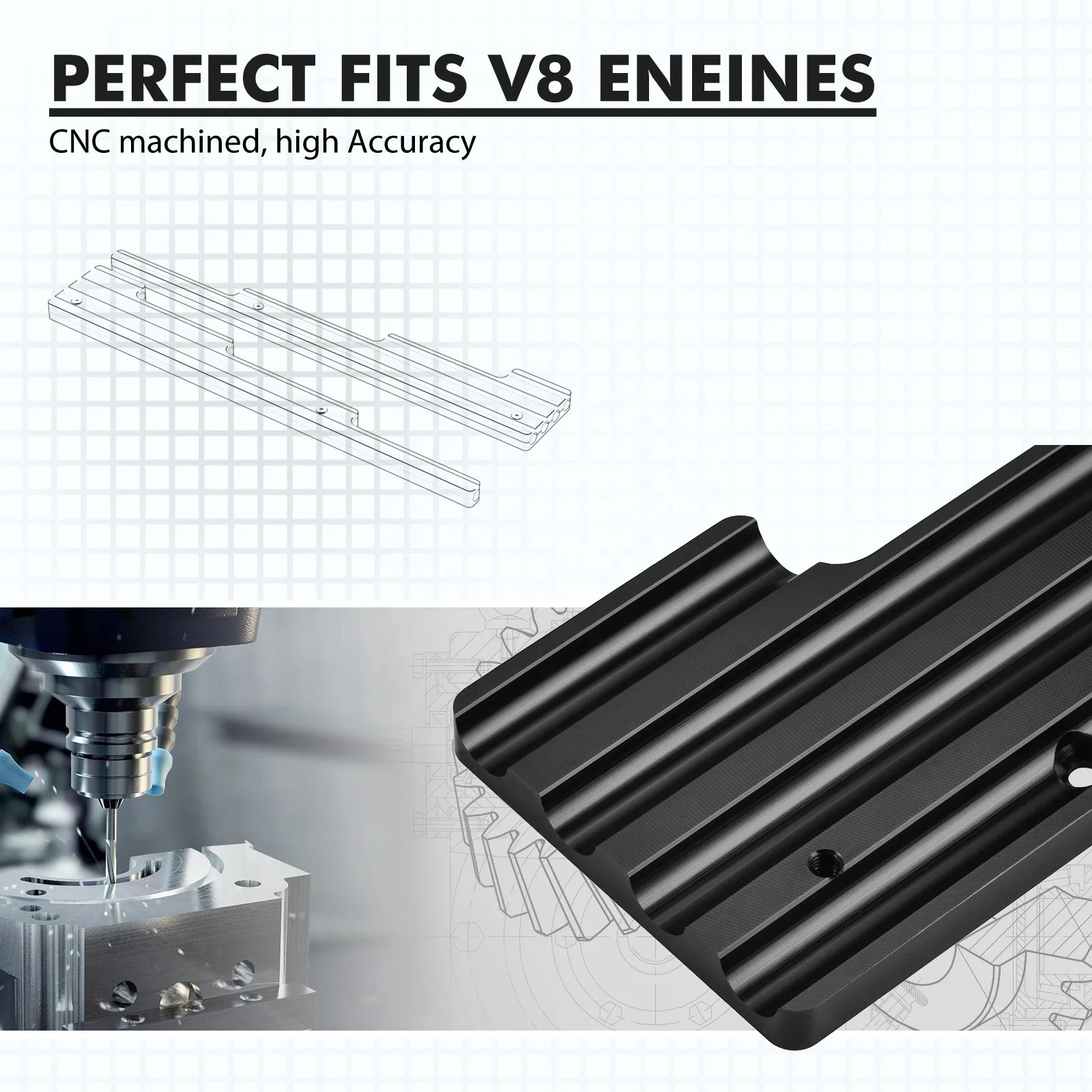Bevinsee Billet Aluminum V8 Engines Spark Plug Wire Looms Holders Fits Chevrolet SBC BBC SBF 302 350 454 For Ford