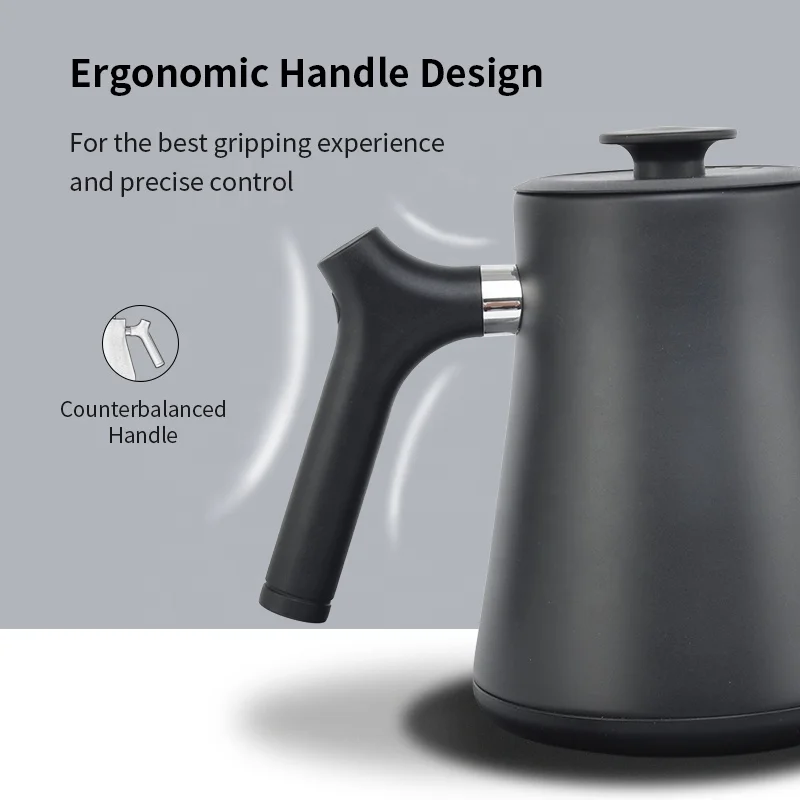 AECCN small capacity stainless steel kettle temperature controlling gooseneck electric coffee kettle temperature control