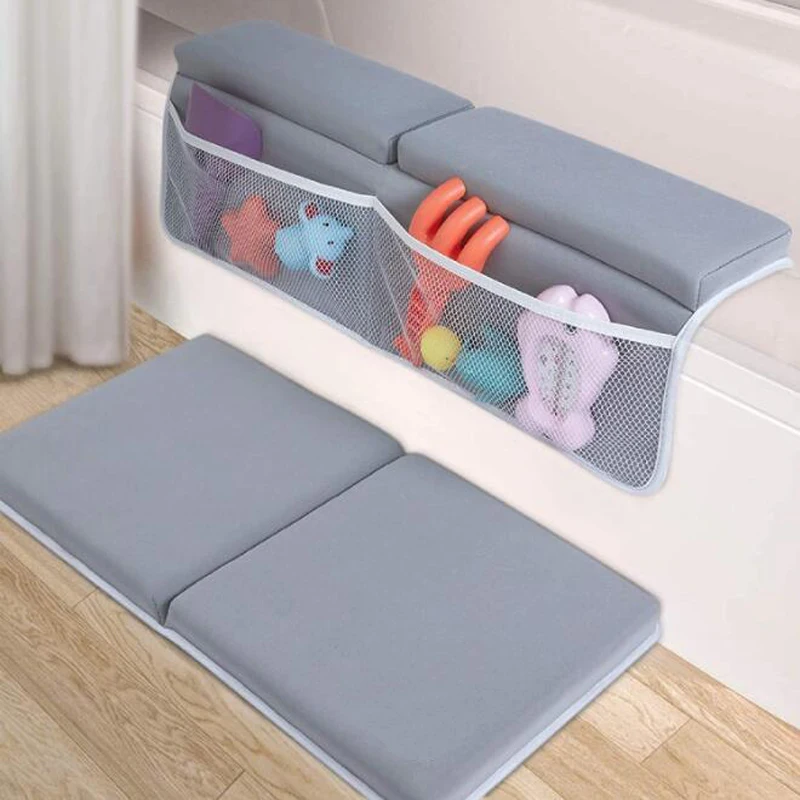 
New Gray Soft Factory Customized High Quality Washable 8 Suction Cups Baby Bath Kneeler and Elbow Rests Pad 