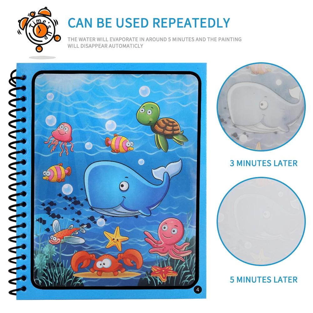 Colourful Magic Water Painting Book Reusable Coloring Book Magic Water Drawing Book With Pen