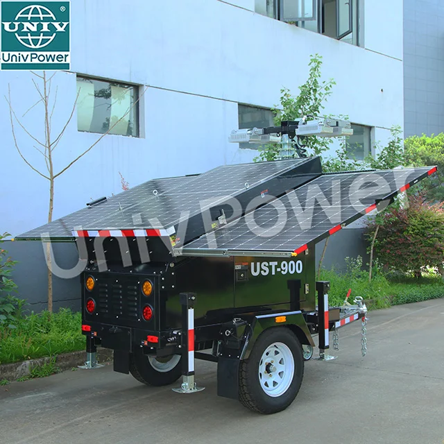 4*100W 6m manual type mobile trailer solar light tower