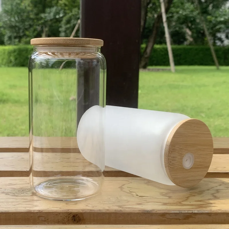 16oz Transparent Fruit Juice Beer Glasses Cups For Heat Press Printing Personalized Can Glass delicate drinking glasses