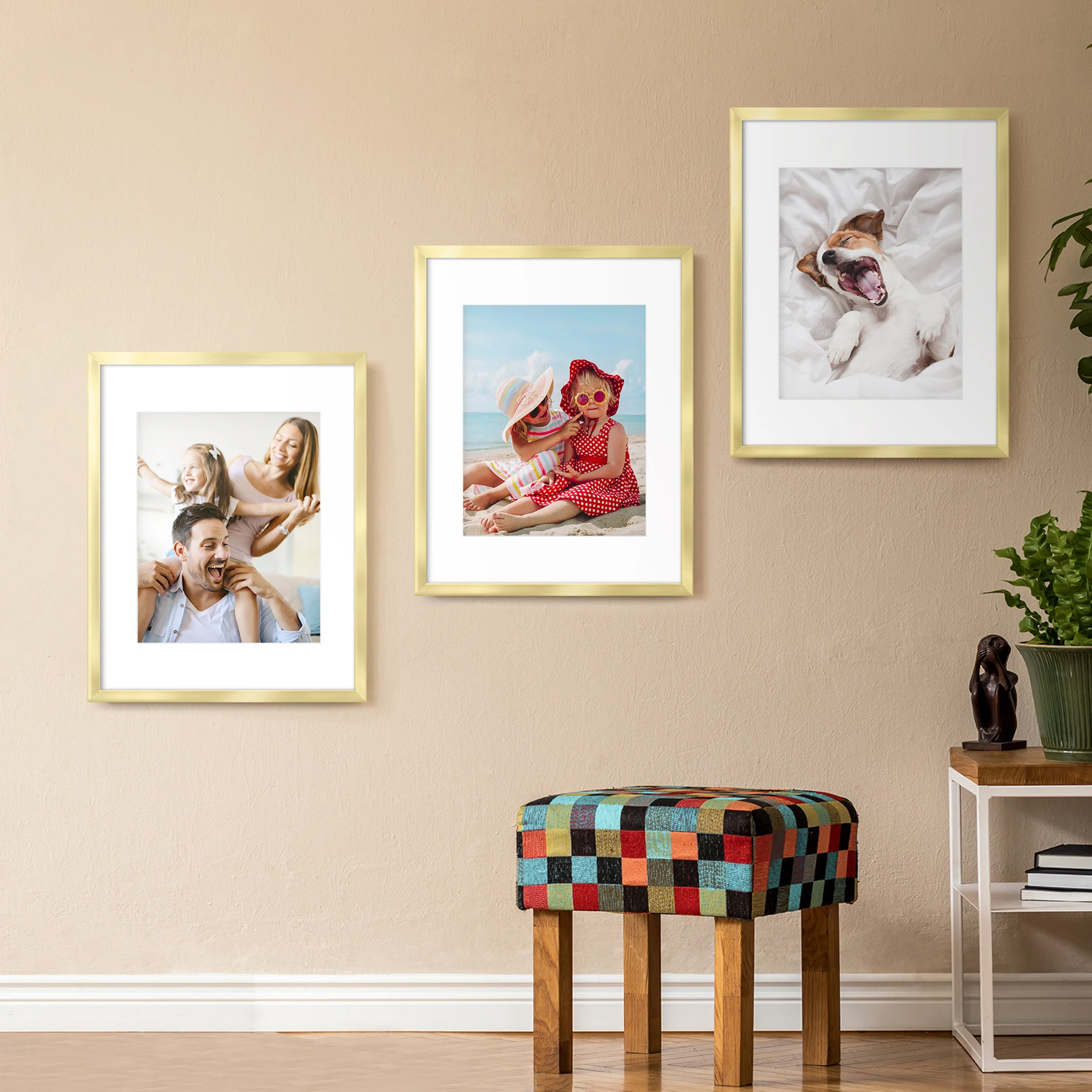 2024 Hot Selling Gold Photo Frame Custom 4x6 5x7 11x14 8X10 Size Home Wall Unbreakable Plastic Black Picture Frame