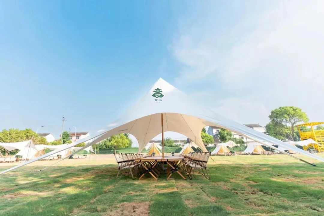 Outdoor Camping Lotus Tent Cloud Top Octopus Camp Large Waterproof Spire Canopy Sunshade Beach Tent Hexagonal Star Shaped Tent