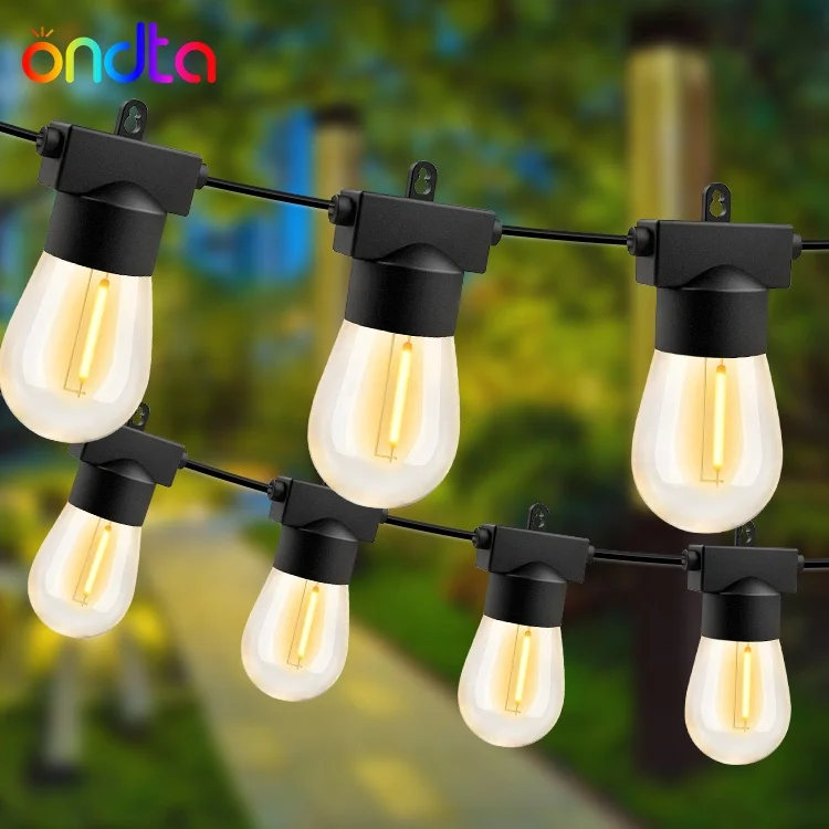 15M S14 light Bulbs Connectable Hanging Light Patio Lamp LED Outdoor String Lights
