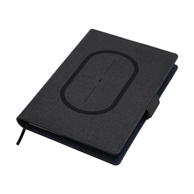 Multifunctional notebook powerbank wireless charger notebook office business agenda with phone holder