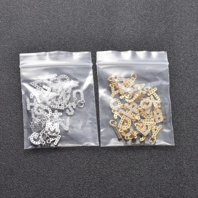 Gold & Platinum Plated CZ Micro Pave Findings Letter A Pendant Charm Alphabet Letter Charms For Necklace Bracelet Jewelry Making